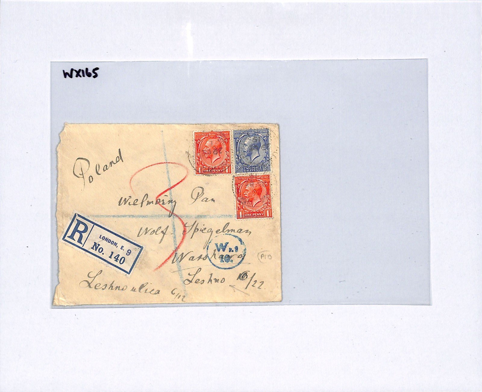 GB KGV SG.361 Cover 1919 POLAND MAIL Leszno Warsaw *DAMAGED* Explanatory WX165 - Image 8