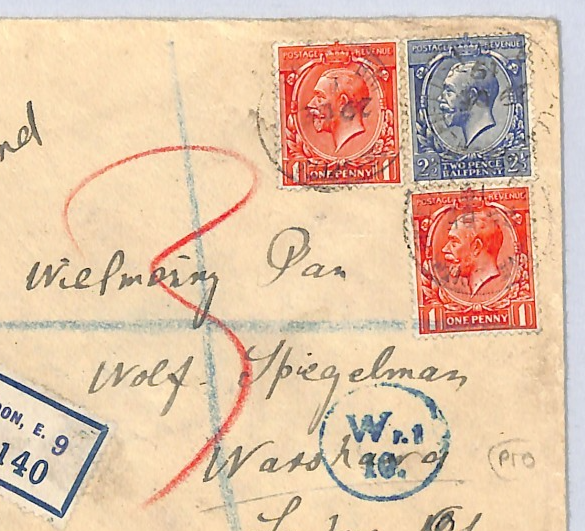 GB KGV SG.361 Cover 1919 POLAND MAIL Leszno Warsaw *DAMAGED* Explanatory WX165