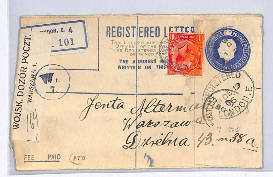 GB KGV SG.361 Cover 1919 Reg POLAND MAIL Warsaw *DAMAGED* Explanatory WX169 - Image 4