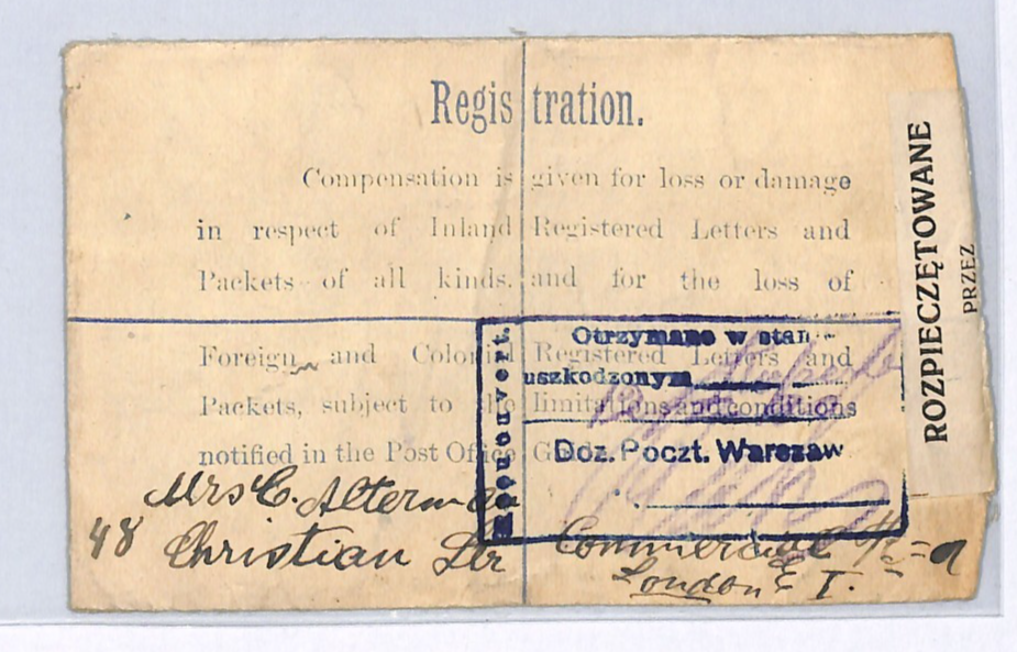 GB KGV SG.361 Cover 1919 Reg POLAND MAIL Warsaw *DAMAGED* Explanatory WX169 - Image 5