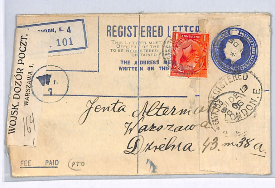 GB KGV SG.361 Cover 1919 Reg POLAND MAIL Warsaw *DAMAGED* Explanatory WX169 - Image 8