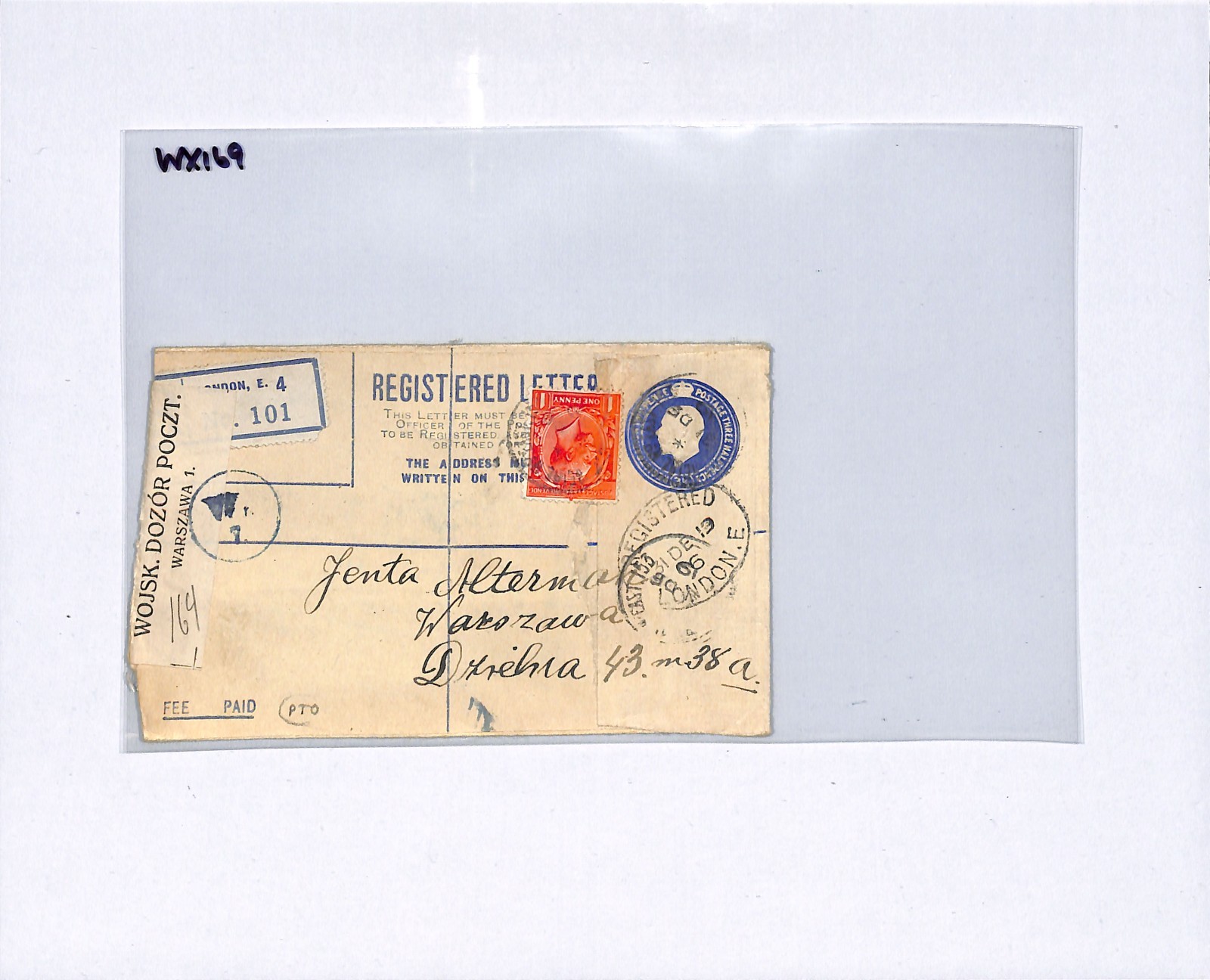 GB KGV SG.361 Cover 1919 Reg POLAND MAIL Warsaw *DAMAGED* Explanatory WX169 - Image 10