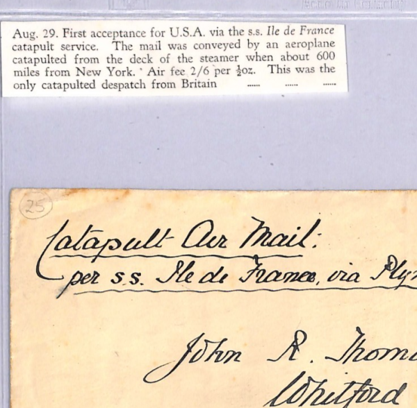 GB KGV Seahorse Cover FIRST CATAPULT MAIL Air 1928 USA Per SS *ILE DE FRANCE*WT7 - Image 7