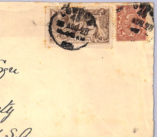 GB KGV Seahorse Cover FIRST CATAPULT MAIL Air 1928 USA Per SS *ILE DE FRANCE*WT7