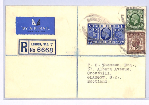GB KGV Storm *INTERRUPTED AIR MAIL* Cover 1935 SILVER JUBILEE/PUC Glasgow XF204 - Image 5