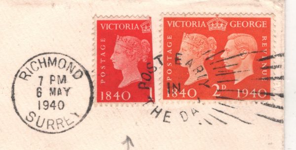 GB KGVI *BISECT* 1940 FDC Surrey Richmond RARE First Day Cover! {samwells}XG166