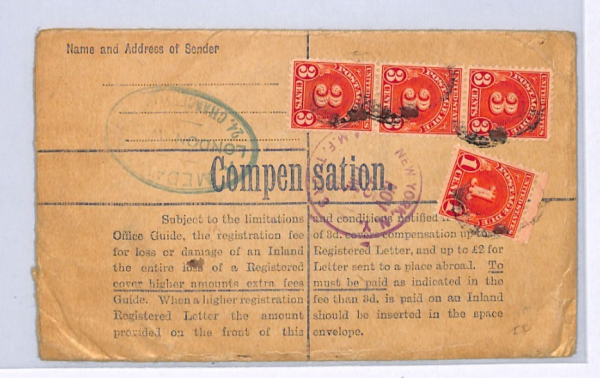 GB KGVI Cover 5s ARMS High Value Registered Air CALIFORNIA USA Postage Dues XK20 - Image 5