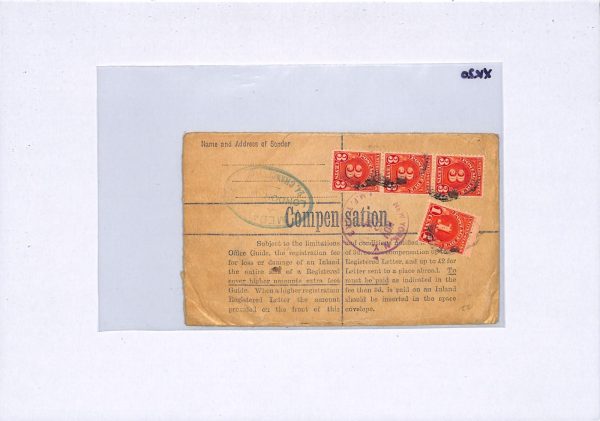 GB KGVI Cover 5s ARMS High Value Registered Air CALIFORNIA USA Postage Dues XK20 - Image 7