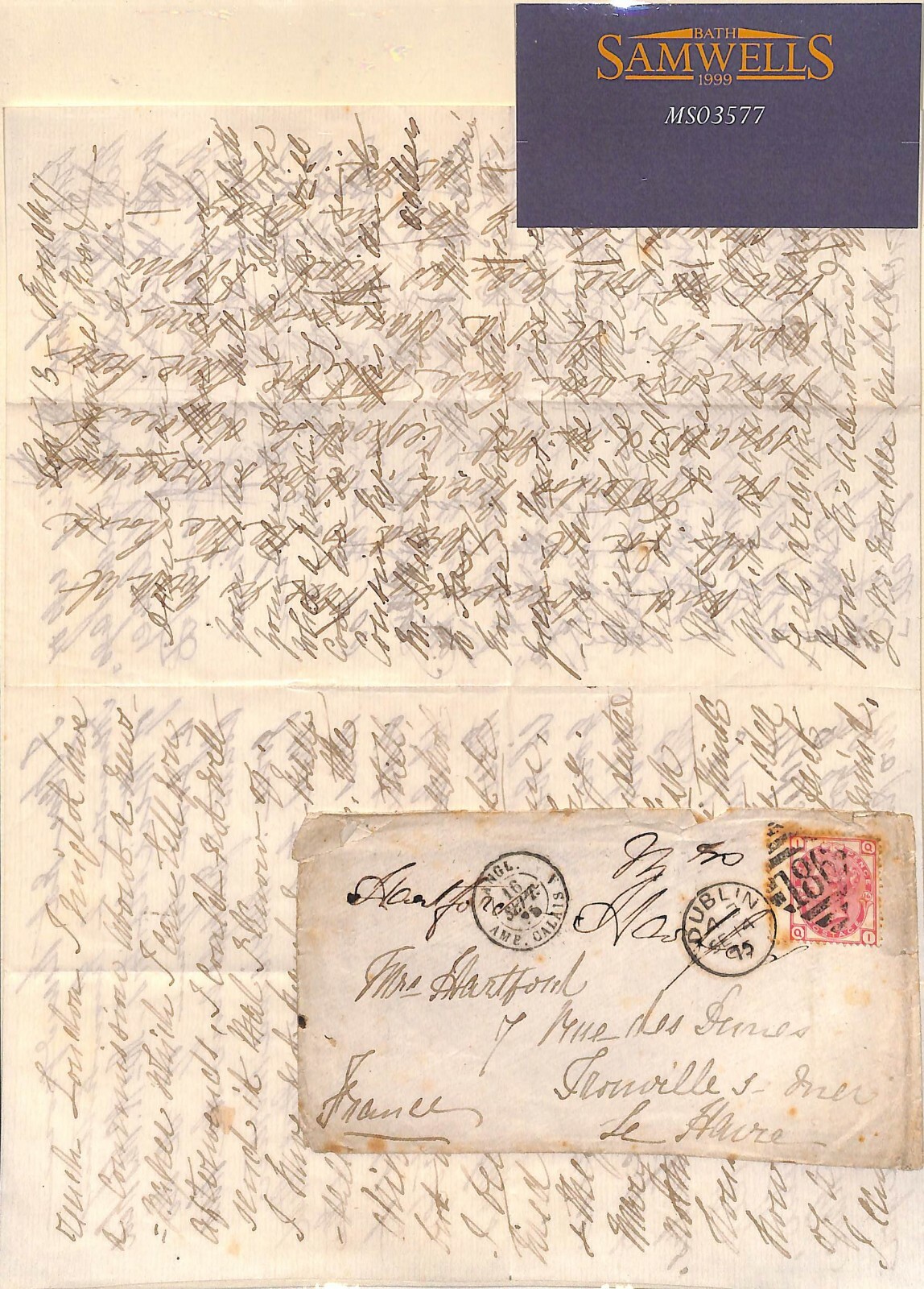 GB LETTER IRELAND Dublin 3d Cover 1875 FRANCE *Cross-written* {samwells}MS3577 - Image 4