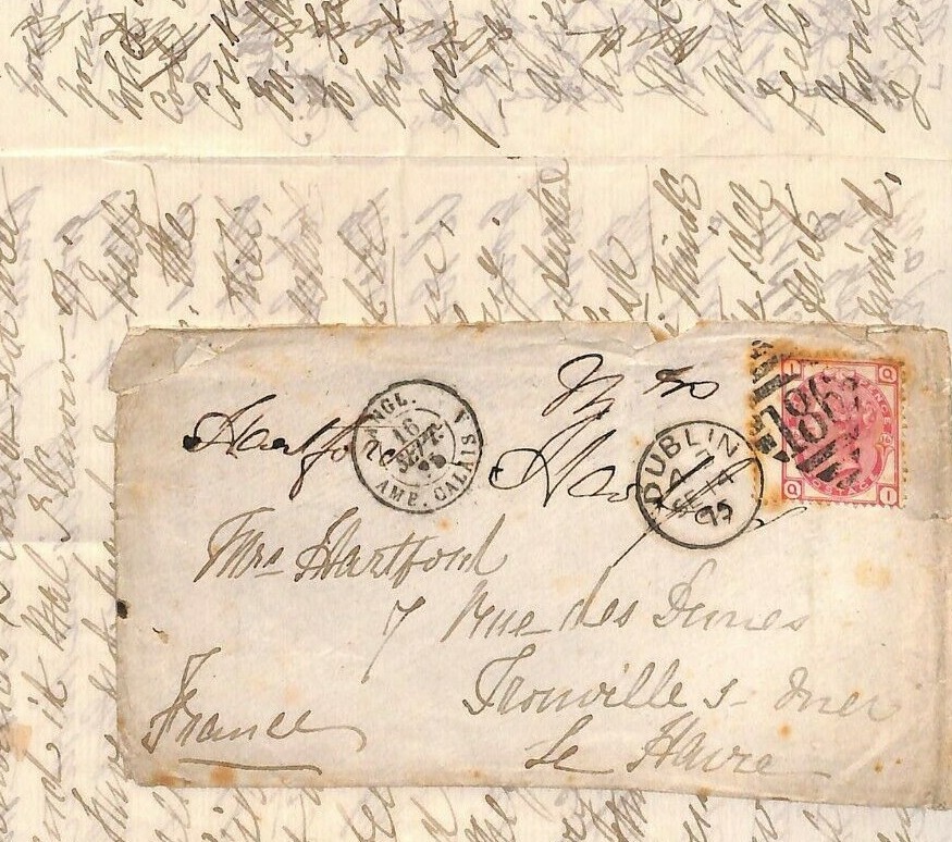 GB LETTER IRELAND Dublin 3d Cover 1875 FRANCE *Cross-written* {samwells}MS3577 - Image 6