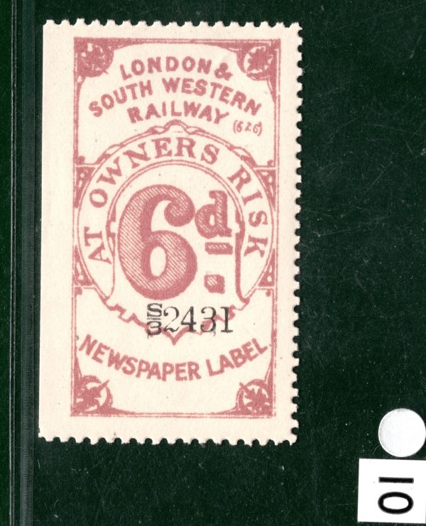 GB LONDON & SOUTH WESTERN RAILWAY Newspaper Stamp 6d Mauve LSWR Mint S2WHITE10 - Image 4