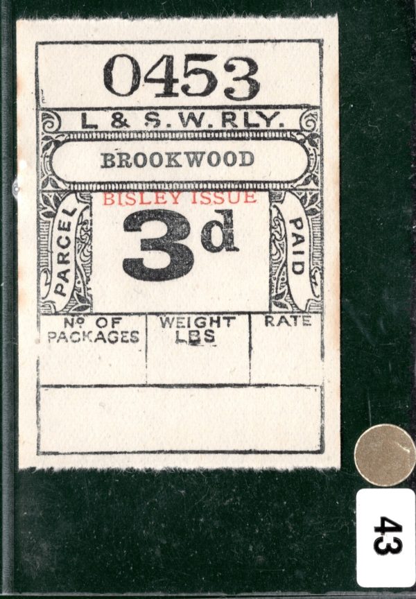 GB LSWR RAILWAY Parcel Stamp *BISLEY ISSUE* 3d Mint BROCKWOOD Surrey GWHITE43 - Image 4