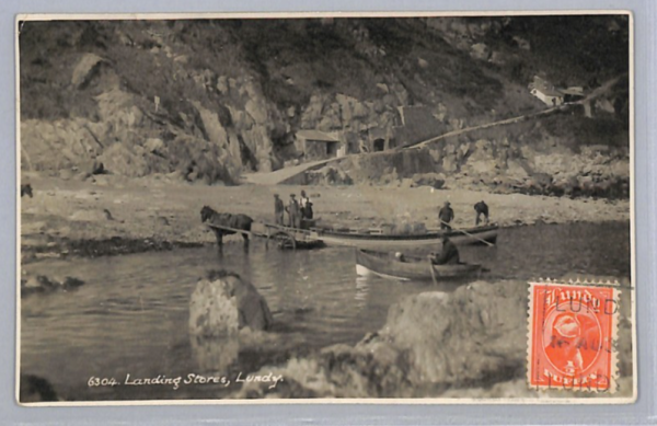 GB LUNDY ISLAND Postcard *Landing Stores* 1934 View-Side PUFFIN Franking XG130 - Image 3