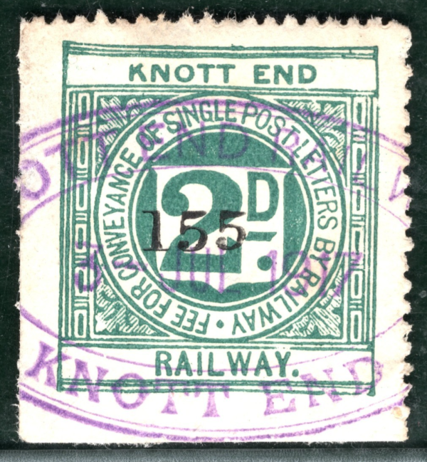 GB Lancs KNOTT END RAILWAY Letter Stamp 2d Used Violet STATION 1917 Oval LIME35