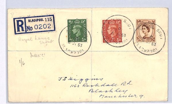 GB Lancs *ROYAL SHOW BLACKPOOL* 1953 CDS Cover Registered Mixed Reigns XG70 - Image 4