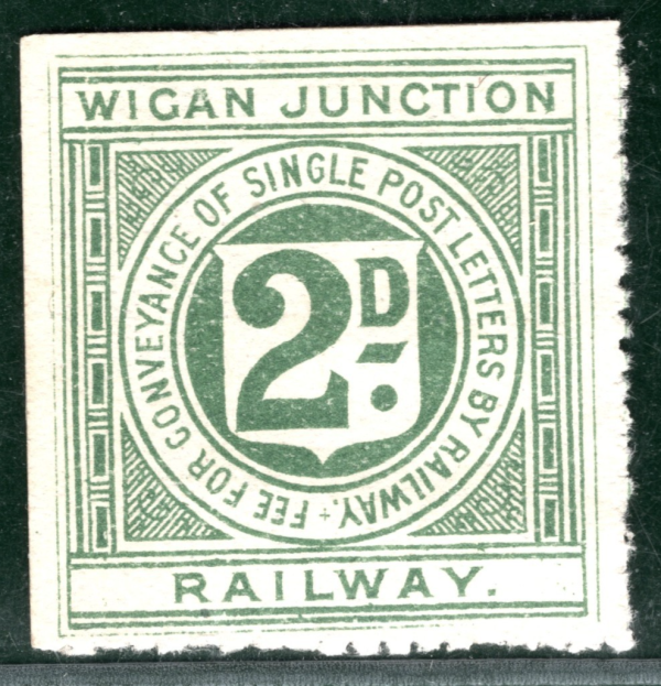 GB Lancs WIGAN JUNCTION RAILWAY Letter Stamp 2d Light Green (1904) Mint LIME176