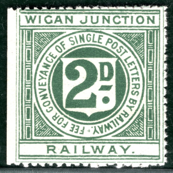 GB Lancs WIGAN JUNCTION RAILWAY QV Letter Stamp 2d Dark Green (1900) Mint LIME80