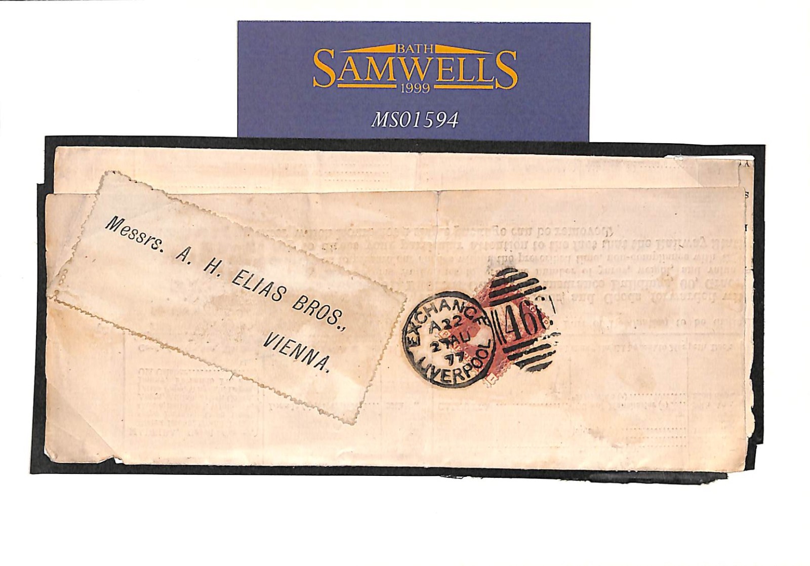 GB Liverpool Printed Matter 1877 AUSTRIA Destination Mail SHIP INSURANCE MS1594 - Image 4