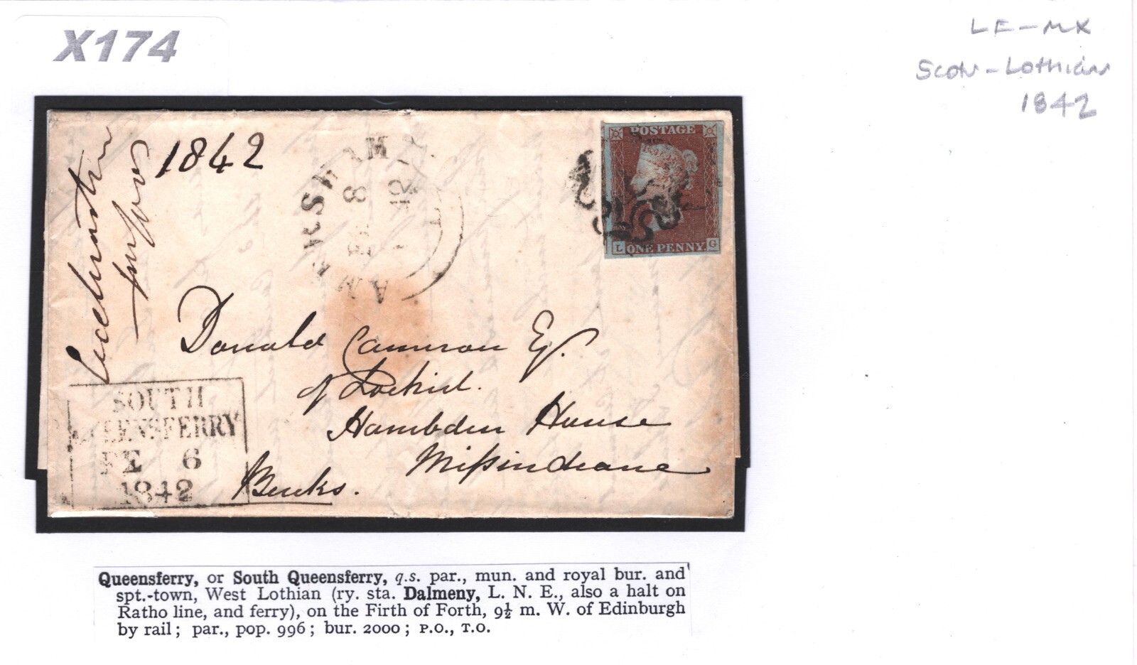 GB MALTESE CROSS SG.10 1d Cover *South Queensferry* MX Scotland 1842 Bucks X174 - Image 8