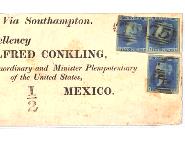 GB MEXICO MAIL Cover Front 1841 2d BLUE Birmingham Diplomatic TRANSATLANTIC XG50