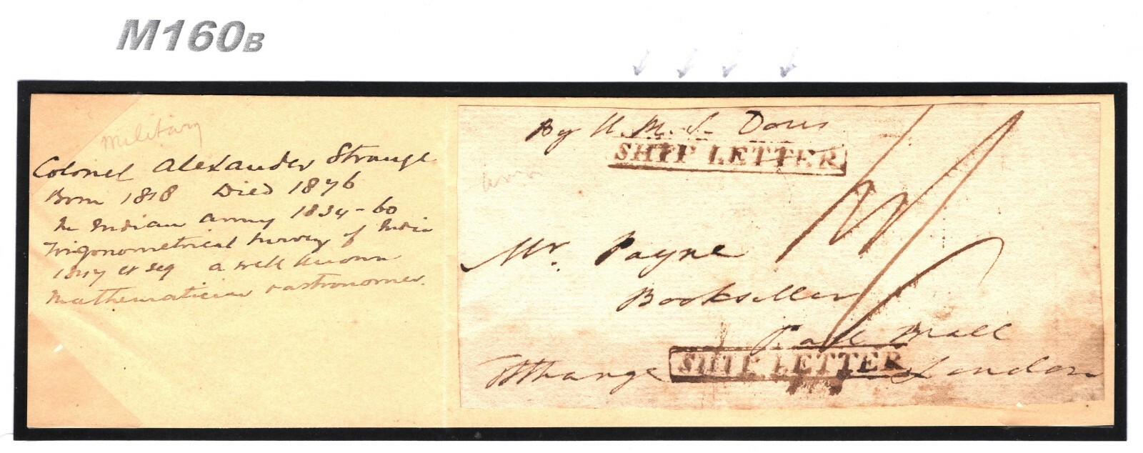 GB MILITARY Free Front *SHIP LETTER* Colonel Alexander Strange {samwells}M160b - Image 4