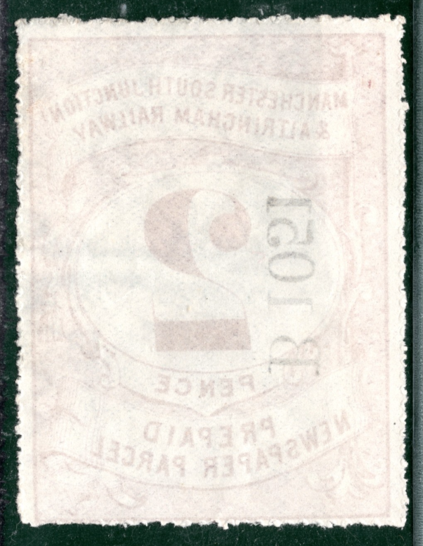 GB MSJ&AR RAILWAY Newspaper Parcel Stamp 2d *MANCHESTER ALTRINCHAM* MNG WHITE36 - Image 3