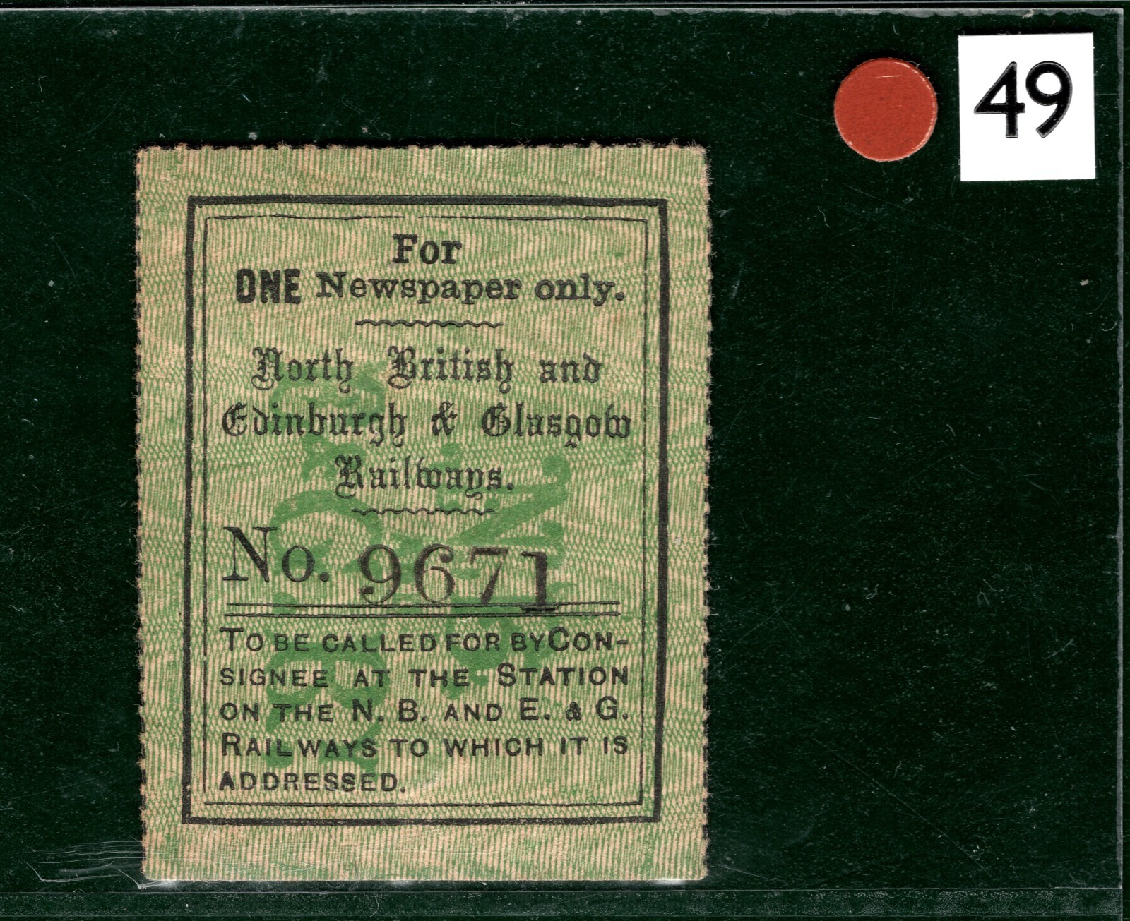 GB NORTH BRITISH EDINR GLASGOW RAILWAY QV Newspaper Stamp NBR (Down)* Mint BRW49 - Image 4