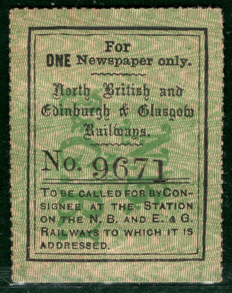 GB NORTH BRITISH EDINR GLASGOW RAILWAY QV Newspaper Stamp NBR (Down)* Mint BRW49