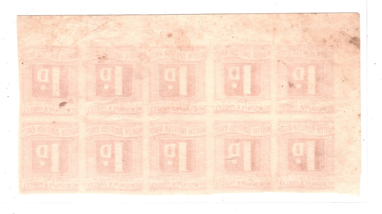 GB NORTH BRITISH RAILWAY Newspaper Parcel Stamp *PROOF* 1d (1910) BLOCK{10} RS42 - Image 4