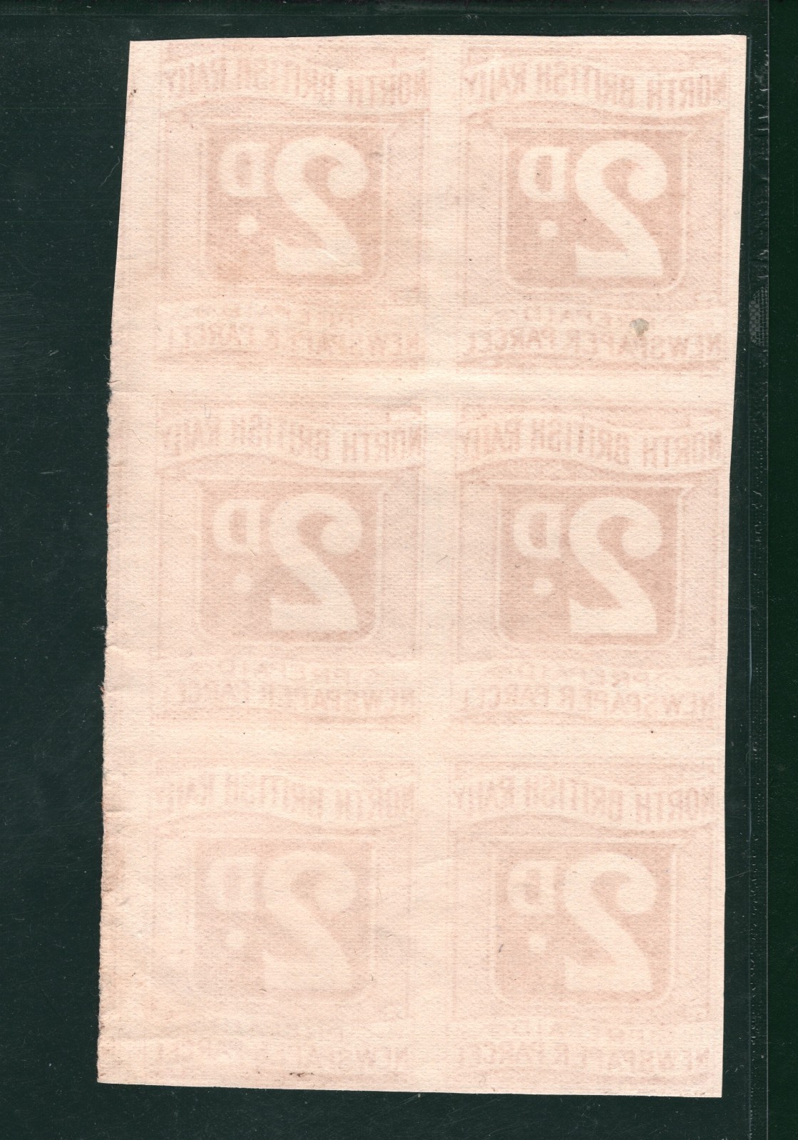 GB NORTH BRITISH RAILWAY Newspaper Stamp 2d Imperf BLOCK{6} NBR Mint MNG VB25 - Image 3