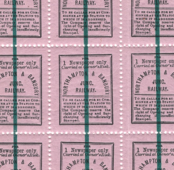 GB NORTHAMPTON & BANBURY JUNC RAILWAY Newspaper Parcel QV Stamp BLOCK 9 MNH RS62 - Image 4