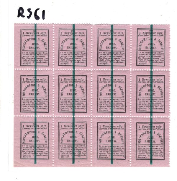 GB NORTHAMPTON & BANBURY JUNCTION RAILWAY Newspaper Stamp Block{12} Mint MM RS61 - Image 4