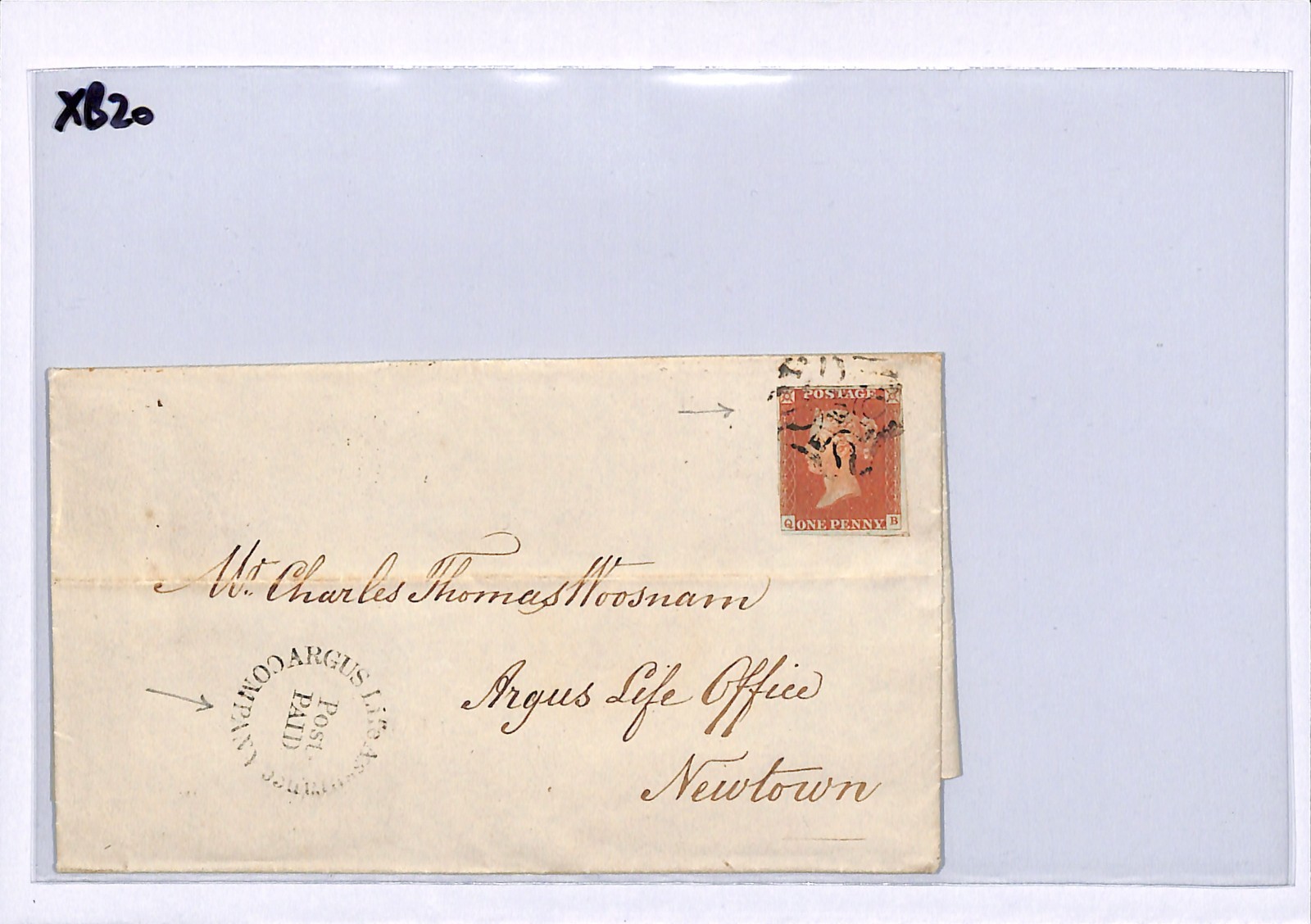 GB NUMBER *10* MALTESE CROSS Cover 1d (QB) ARGUS POST PAID Private Cachet XB20 - Image 5
