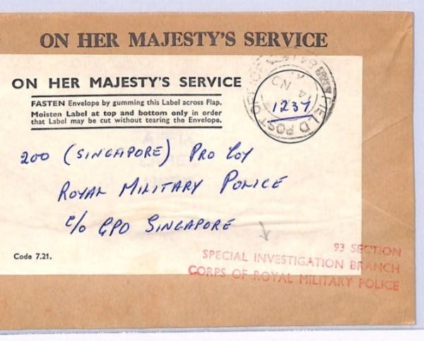 GB OHMS Malaya MILITARY POLICE Cover *SPECIAL INVESTIGATION BRANCH* Cachet XH291 - Image 3