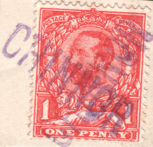 GB Oxon KGV 1d Downey *CHINNOR* RAILWAY STATION Cancel Used Piece GR2WHITE41