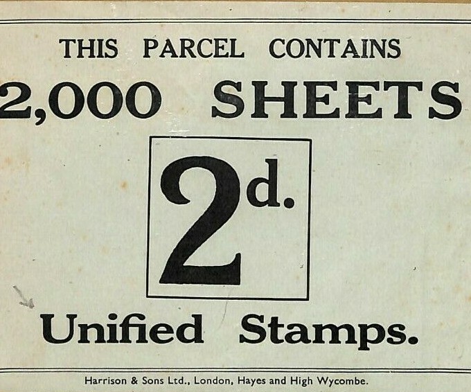 GB PARCEL POST Label 2,000 Sheets 2d 2½d Unified Stamps HARRISON Printer MS3901 - Image 3