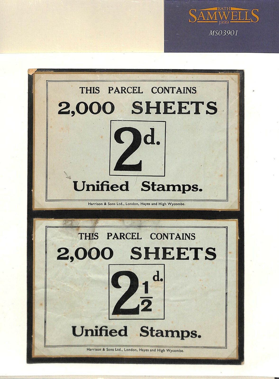 GB PARCEL POST Label 2,000 Sheets 2d 2½d Unified Stamps HARRISON Printer MS3901 - Image 4