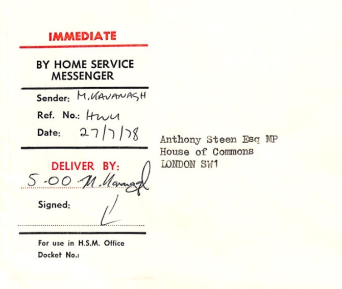 GB PARLIAMENTARY MAIL QEII Cover 1978 Rare *HOME SERVICE MESSENGER* Label XP473 - Image 12