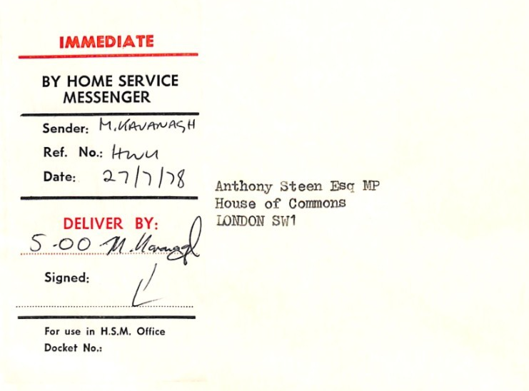 GB PARLIAMENTARY MAIL QEII Cover 1978 Rare *HOME SERVICE MESSENGER* Label XP473 - Image 6