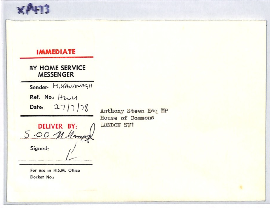 GB PARLIAMENTARY MAIL QEII Cover 1978 Rare *HOME SERVICE MESSENGER* Label XP473 - Image 8