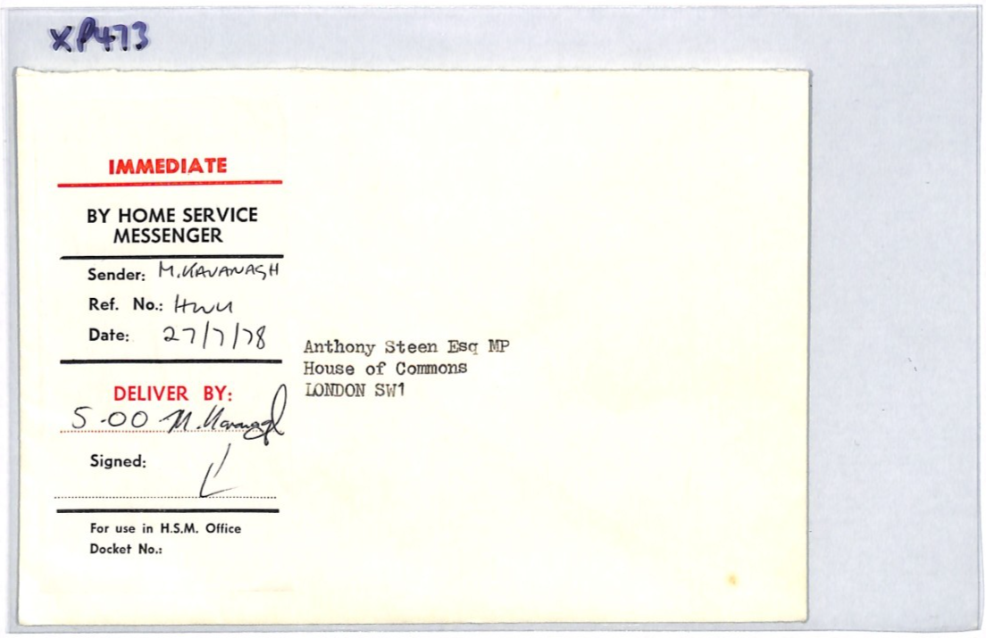 GB PARLIAMENTARY MAIL QEII Cover 1978 Rare *HOME SERVICE MESSENGER* Label XP473 - Image 10