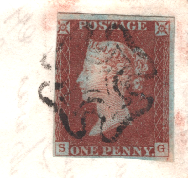 GB PENNY RED ex BLACK *Plate 2* (SG) 1d Leominster MX EL SG.7 Cat £550 XG127