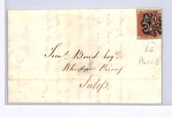 GB PENNY RED ex BLACK *Plate 8* (RE) Cover 1841 Shrewsbury MX SG7 Cat £500 XG118 - Image 3