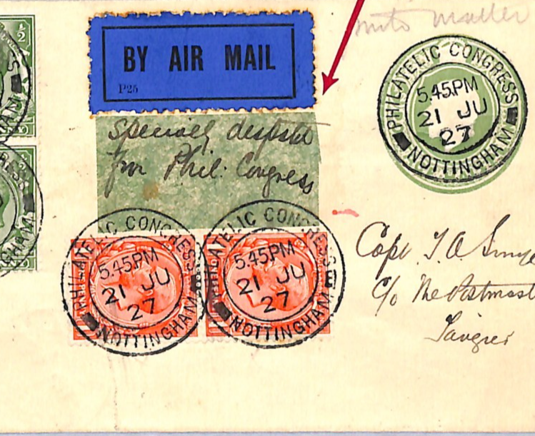 GB PHILATELIC CONGRESS 1927 Birmingham Cover Air *SPECIAL FLIGHT* TANGIER UG1 - Image 4
