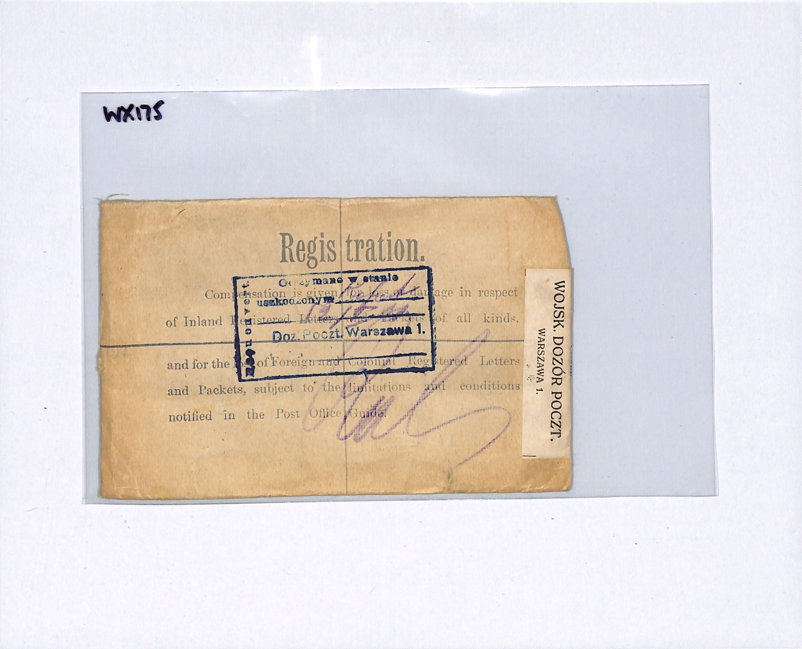 GB POLAND INTERRUPTED MAIL Reg'd Cover 1920 Warsaw *DAMAGED* Explanatory WX175 - Image 5