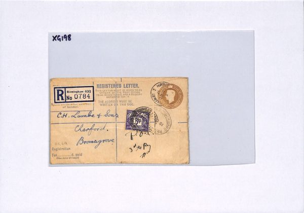 GB POSTAGE DUE *POOC* Cover B'ham REGISTERED Stationery 1947 Bromsgrove  XG198 - Image 9