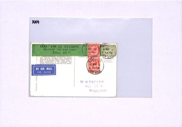 GB Postcard KGV HALFPENNY £1 *COIL LEADER* Flown London 1931 CANADA Winnipeg XA4 - Image 14