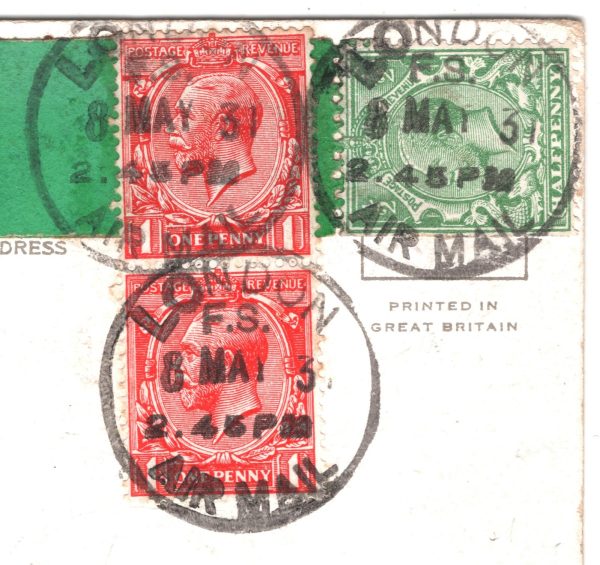 GB Postcard KGV HALFPENNY £1 *COIL LEADER* Flown London 1931 CANADA Winnipeg XA4 - Image 5