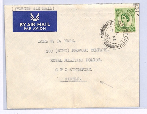 GB QEII 7d Wilding USED HONG KONG Cover FPO.67 Military Police 1962 Malaya XH286 - Image 4