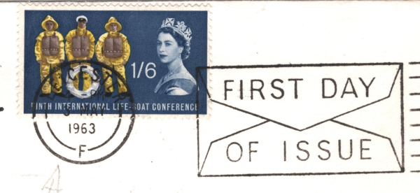 GB QEII FDC 1963 LIFEBOAT 1s/6d Leicester *ERROR* DATE Slogan FDI Machine XE184 - Image 5